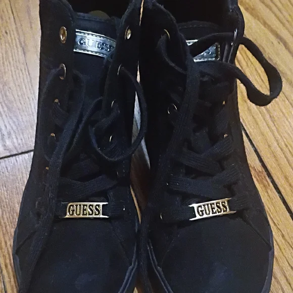 GUESS Women's Black Wedge Sneakers - Picture 4 of 5